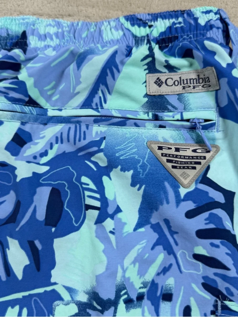 Columbia PFG Super Backcast Swim Shorts Mens‎ XXL Blue Nylon Tropical Floral 6